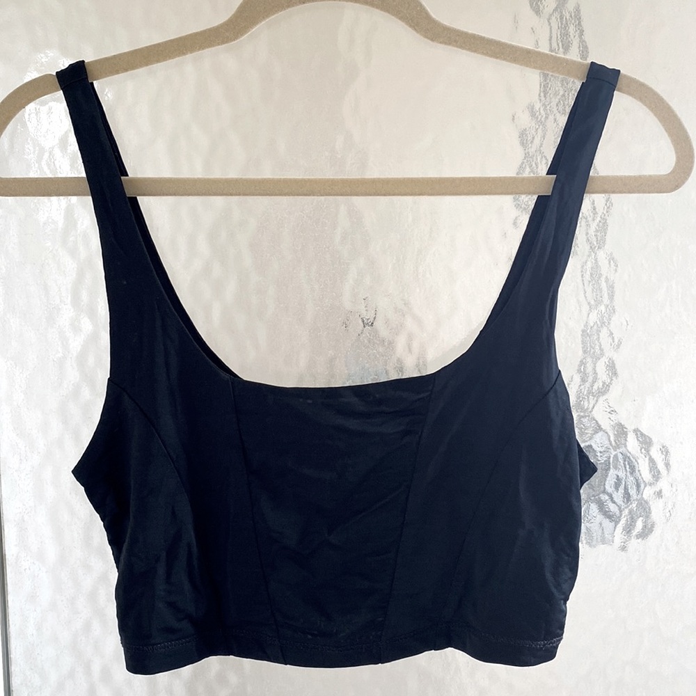 Free people silky black cropped tank